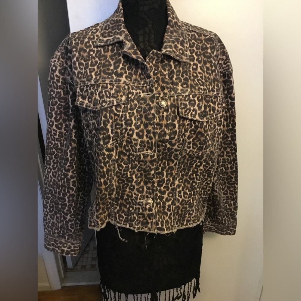 Free People Cropped leopard jacket